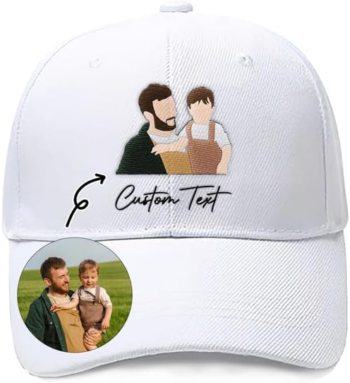 Custom Embroidered Outline Photo - Portrait Embroidered Dad Cap