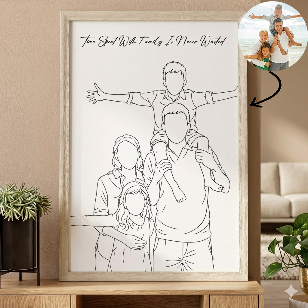 Minimalist Family Outline Print - Personalized Poster