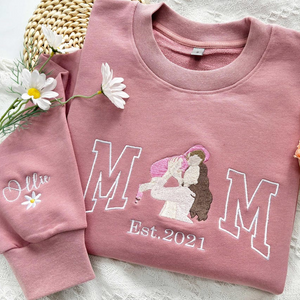 Mother & Child Embroidered Sweatshirt Personalized Mom Gift