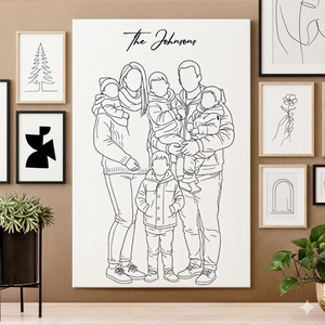 Minimalist Family Outline Print - Personalized Poster