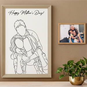 Minimalist Family Outline Print - Personalized Poster
