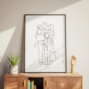 Minimalist Family Outline Print - Personalized Poster