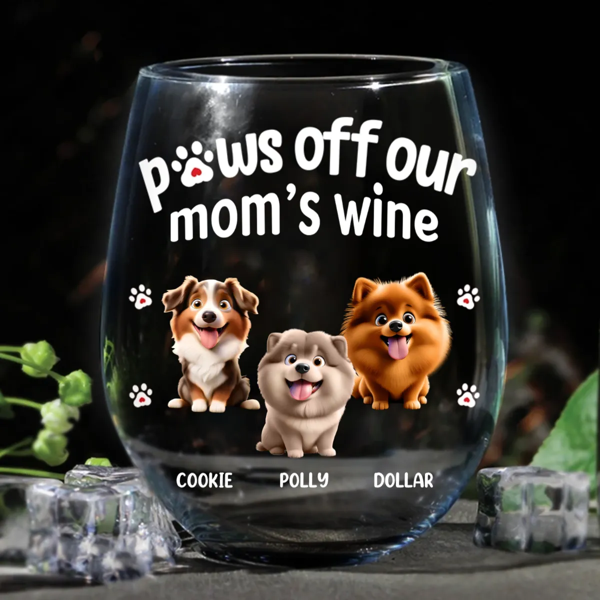 Paws Off My Mom's Wine - Personalized Stemless Wine Glass