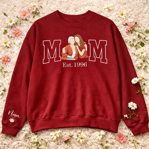 Mother & Child Embroidered Sweatshirt Personalized Mom Gift