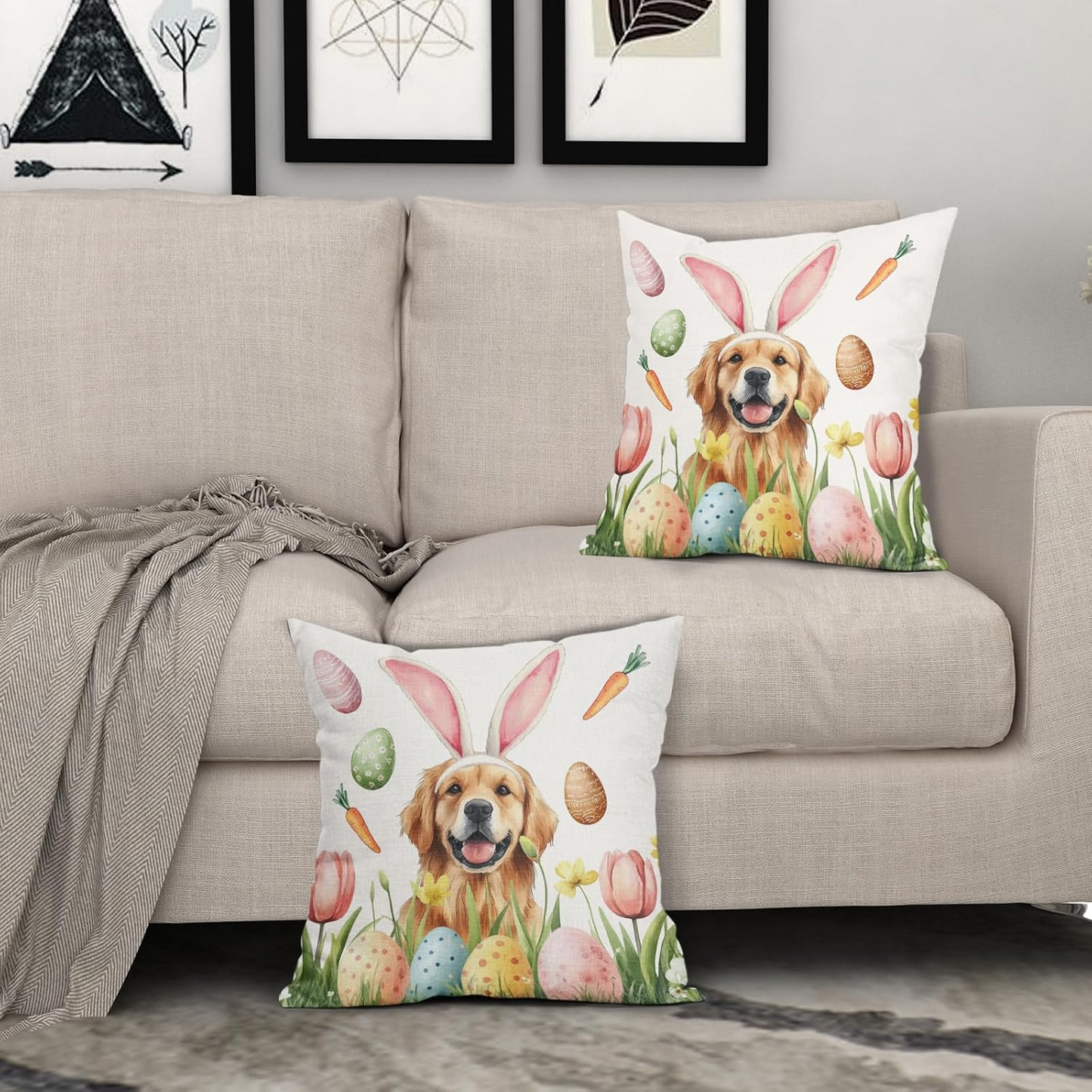 Easter Dog Cat with Bunny Ears - Personalized Pillow