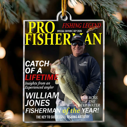 Fisherman Of The Year! - Personalized Acrylic Photo Ornament