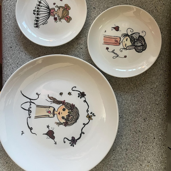 Personalized Kid's Drawing Ceramic Plate - Custom Artwork Plate Decor