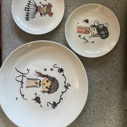 Personalized Kid's Drawing Ceramic Plate - Custom Artwork Plate Decor