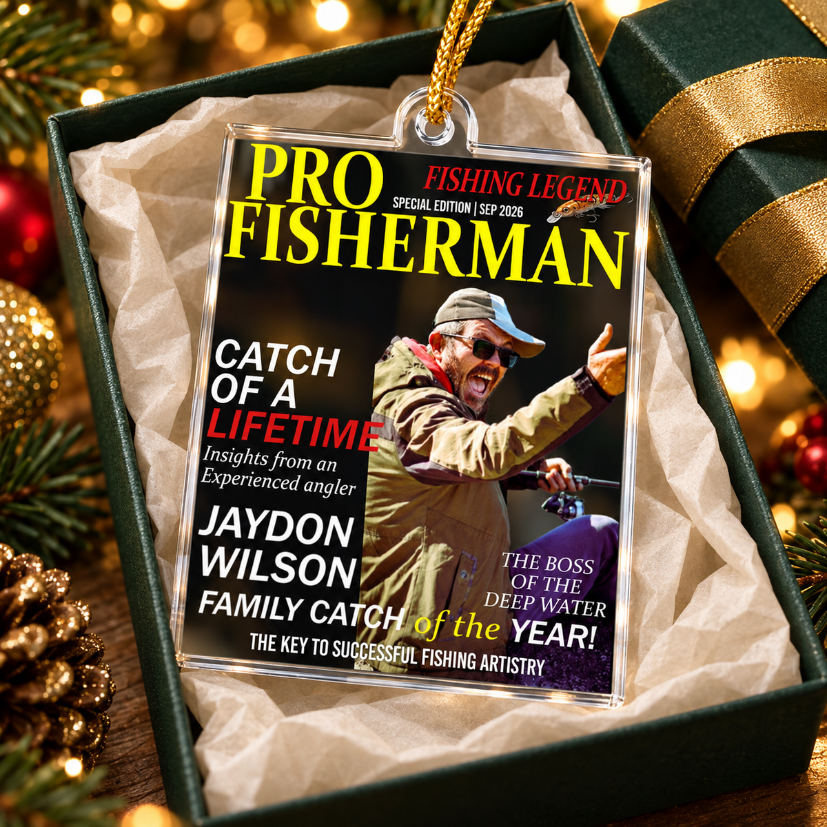 Fisherman Of The Year! - Personalized Acrylic Photo Ornament