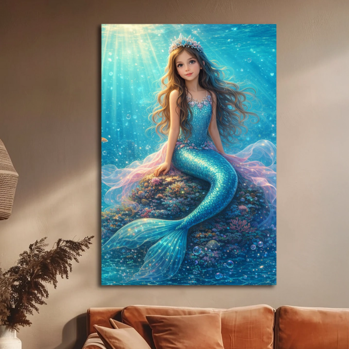 Magical Ocean Mermaid Portrait - Upload Photo Portrait Poster