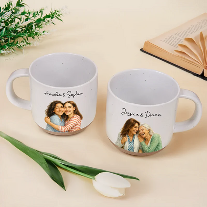 Custom Photo Realistic Watercolor Art Dog Cat Couple Bestie Family - Personalized Pottery Mug