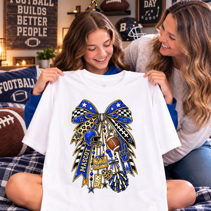 Custom School Spirit Charm Bow - Personalized Shirt