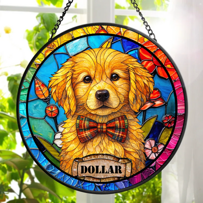 Stained Glass Style Pet Portrait - Personalized Stained Window Hanging Suncatcher