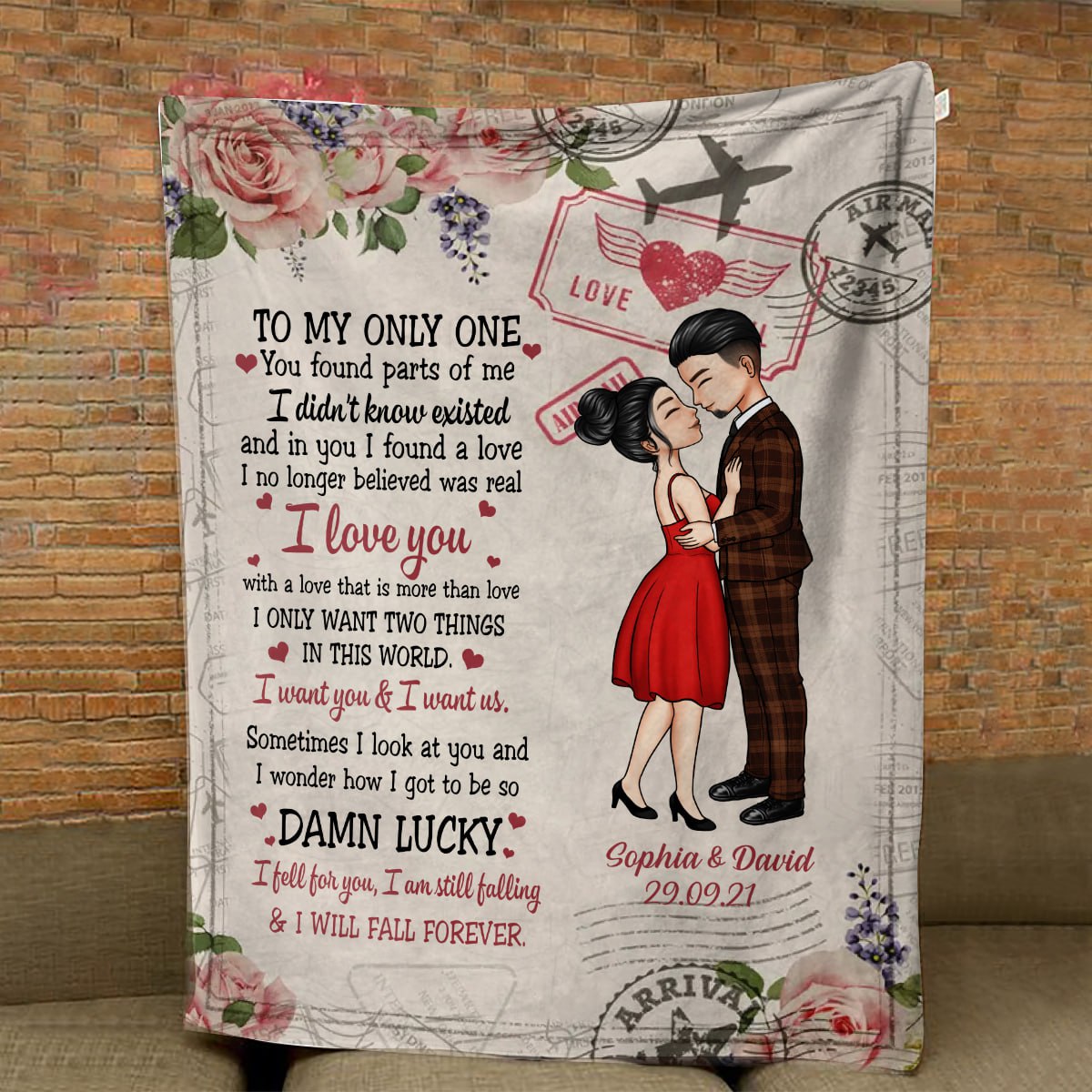 To My Only One - Anniversary, Gift For Spouse, Lover, Husband, Wife, Boyfriend, Girlfriend Blanket - Gift For Couple tomyonlyoneblk.jpg