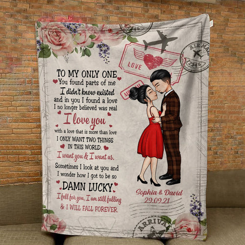 To My Only One - Anniversary, Gift For Spouse, Lover, Husband, Wife, Boyfriend, Girlfriend Blanket - Gift For Couple tomyonlyoneblk.jpg