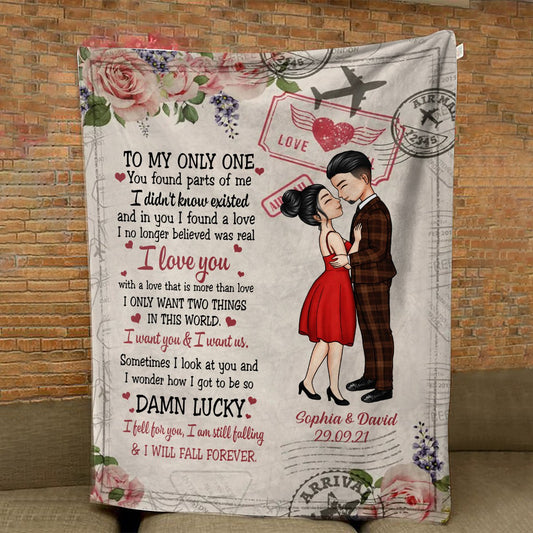 To My Only One - Anniversary, Gift For Spouse, Lover, Husband, Wife, Boyfriend, Girlfriend Blanket - Gift For Couple tomyonlyoneblk.jpg