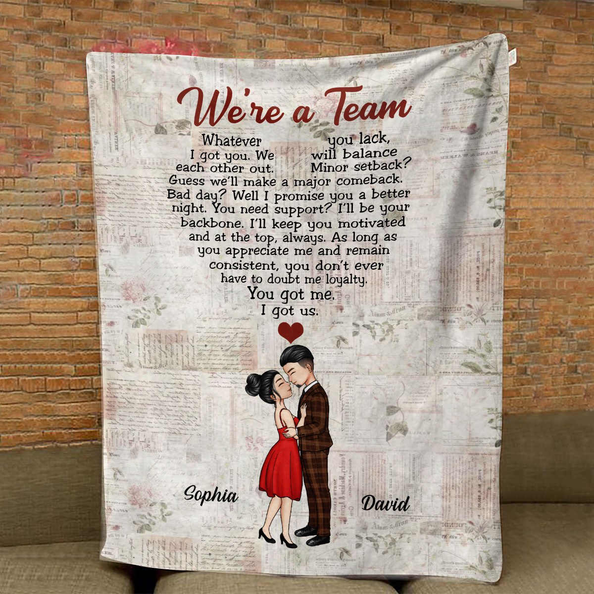 We're A Team Vintage - Anniversary, Gift For Spouse, Lover, Husband, Wife, Boyfriend, Girlfriend Blanket - Gift For Couple we_reateamvintageblk.jpg