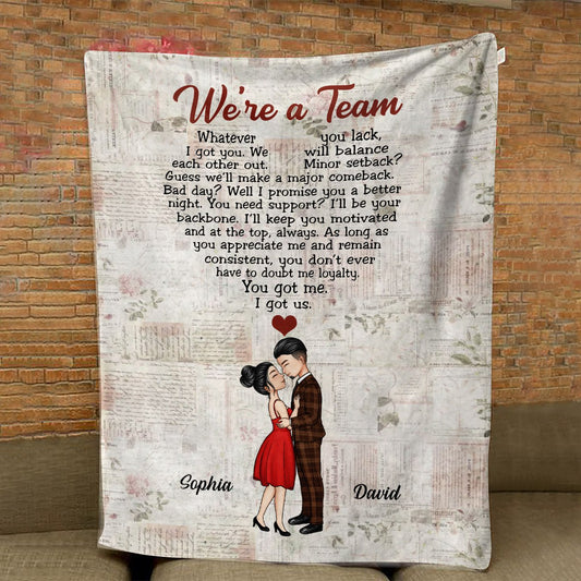 We're A Team Vintage - Anniversary, Gift For Spouse, Lover, Husband, Wife, Boyfriend, Girlfriend Blanket - Gift For Couple we_reateamvintageblk.jpg