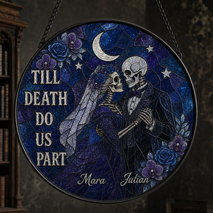Till Death Do Us Part – Personalized Suncatcher Stained Glass – Halloween Gift For Couple
