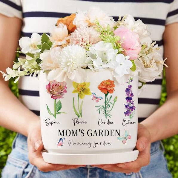 Personalized Grandma's Garden Outdoor Flower Pot With Grandkids Name and Birth Flower For Mother's Day xx_3.jpg