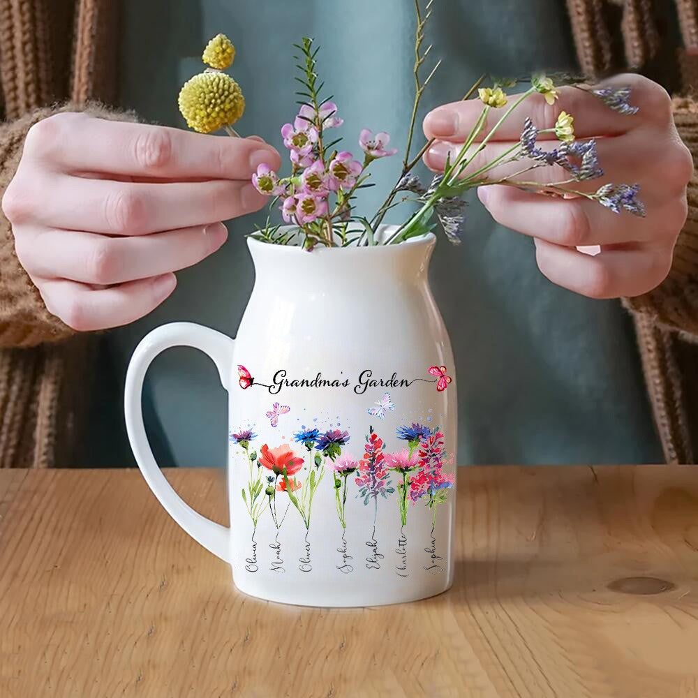 Personalized Grandma's Garden Outdoor Flower Pot With Grandkids Name and Birth Flower For Mother's Day xxx.jpg