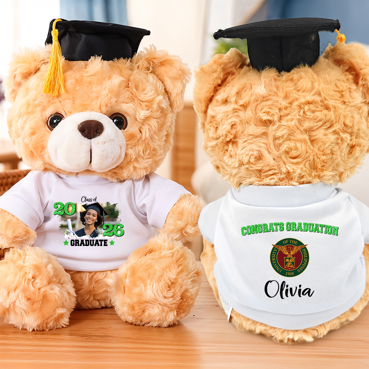 Personalized Graduation Teddy Bear Class Of 2026 Glitter